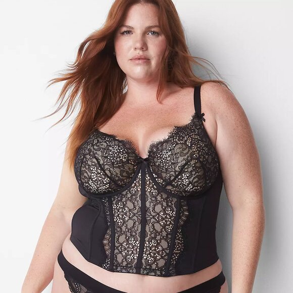 Cacique Lace Corset 40DDD – Balconette Bra Top with Seaming & Lace (Plus Size) - Picture 2 of 8